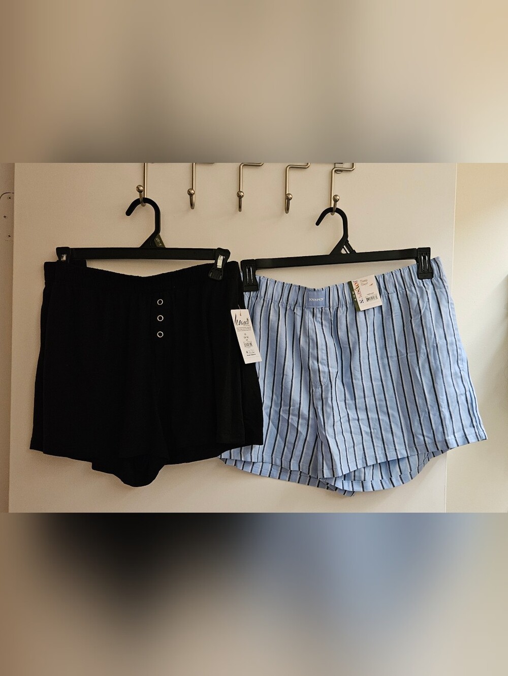 Joyspun Womens Sleep Pajama Shorts Lot of 2 NWT Size XL Black & Blue Stripe